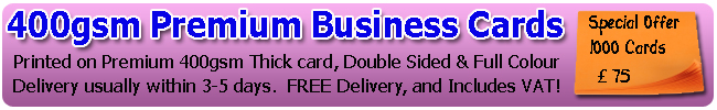 500 x Premium 400gsm Business Cards - MATT LAMINATED